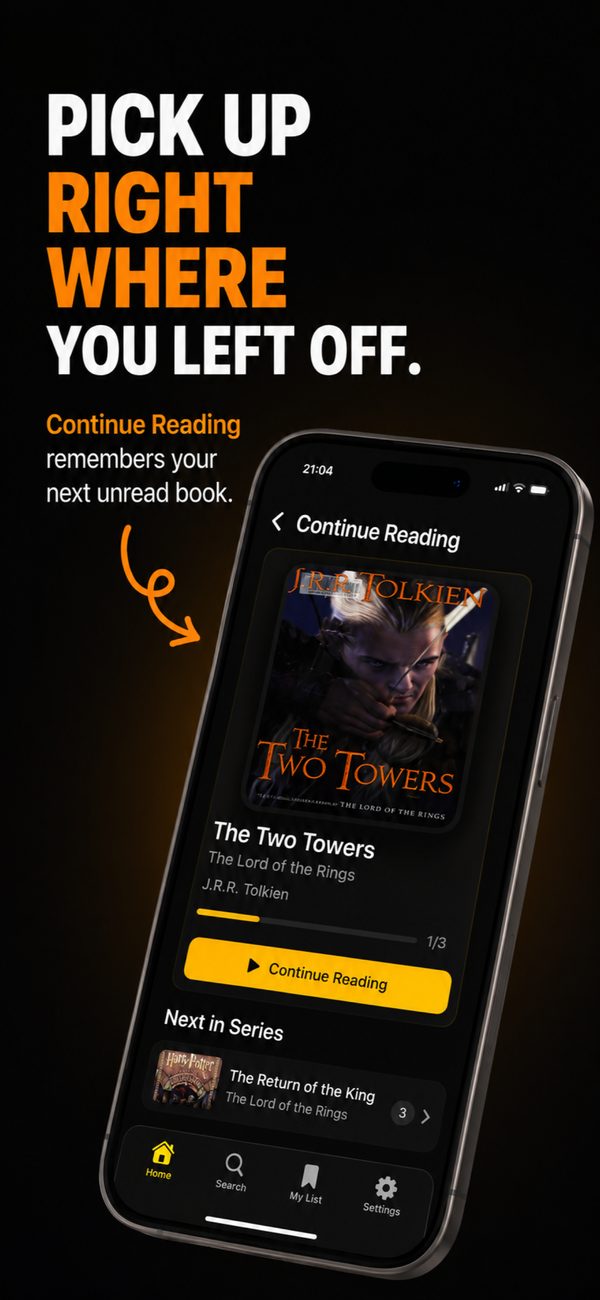 Series reading order list in the BookBinge app